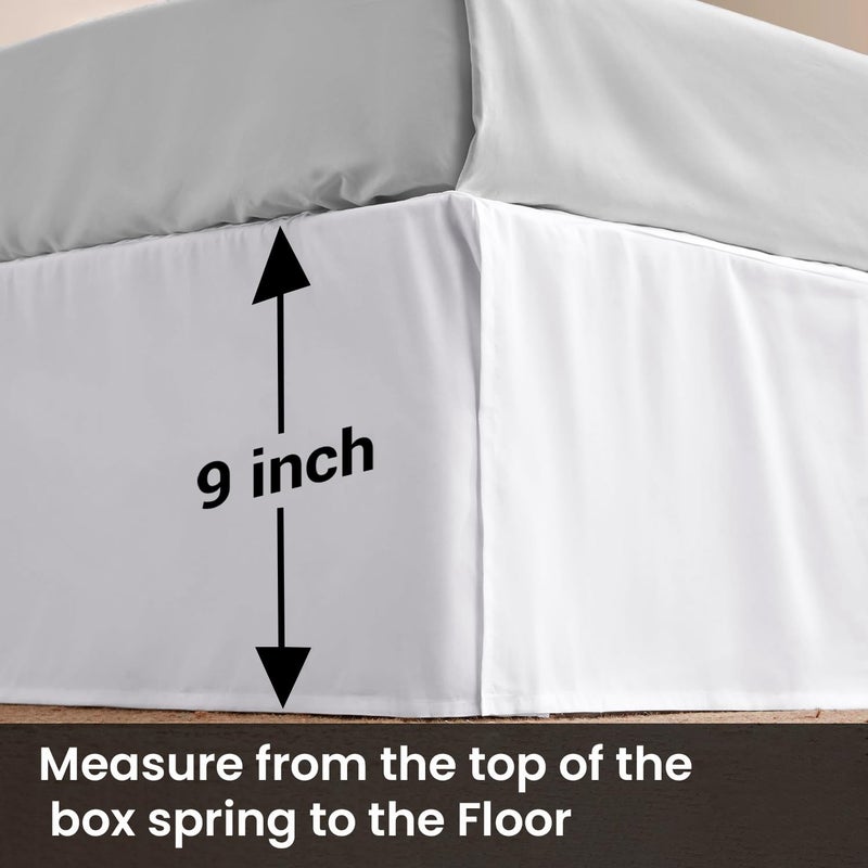 SGI Bedding 9 inch Drop Bed Skirt Queen Size - Platform Style with Secure Fit, Classic Tailored Look, Elegant Pleated Style Dust Ruffle, Split Corners, Wrinkle Resistant Microfiber - White - Image 5